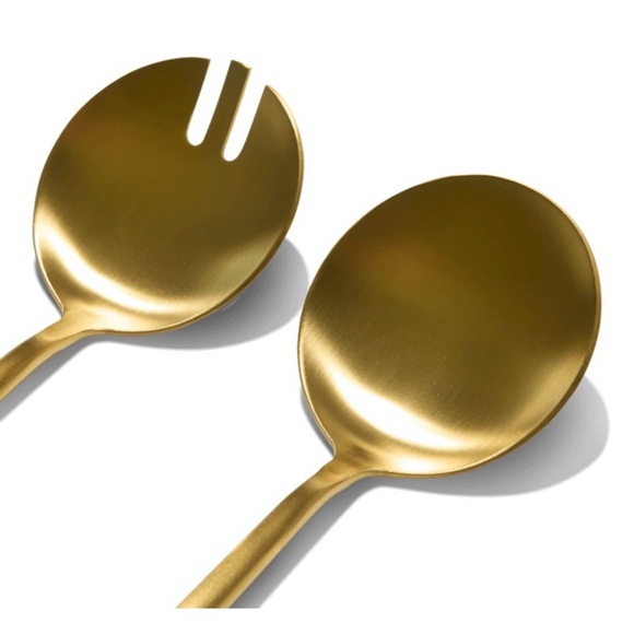 Taja Collection Gold Salad Servers Fork and Spoon - Picture 4 of 5